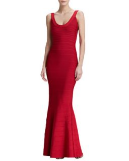 Womens Scoop Neck Bandage Gown   Herve Leger   Lipstick red 616 (X SMALL/2 4)