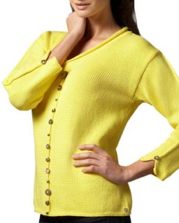 Womens Iris Pullover Top   Pure Handknit   Yellow (SMALL/MEDIUM 6 8)