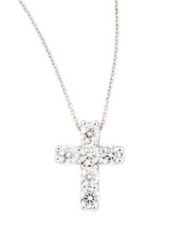 17 White Gold Diamond Cross Pendant Necklace, 1.06 TCW   Roberto Coin   White