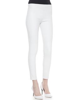 Womens Kristen Skinny Cropped Leather Pants, White   Diane von Furstenberg  