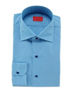 Mens Micro Gingham Dress Shirt, Aqua   Isaia   Aqua blue (16 1/2)