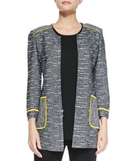 Womens Tipped Tweed Jacket   Misook   Black/White/Quad (LARGE (12/14))