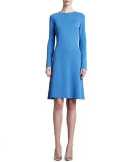 Womens Long Sleeve Milano A Line Dress, Pacific   St. John Collection  