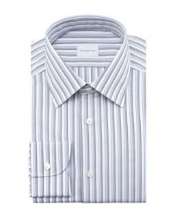 Mens Striped Dress Shirt, Blue/Gray   Ermenegildo Zegna   Blue /Gray (44/17.5)