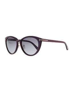 Striped Acetate Cat Eye Sunglasses, Blue/Purple   Tom Ford   Blue/Purple