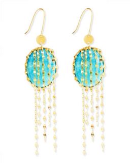 Turquoise Chain Cascade Earrings   Lana   Gold