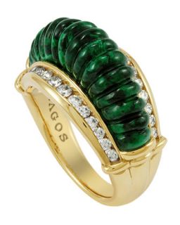 18k Fluted Jade & Diamond Ring   Lagos   (7)