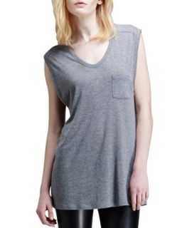 Womens Jersey Pocket Muscle Tee   T by Alexander Wang   Heather grey (SMALL/4 