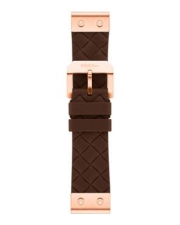 22mm Brown Woven Silicone Strap, Rose Golden   Brera   Brown (22mm )