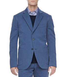 Mens Linen Blend Suit Jacket, Blue   Vince   Blue (40)