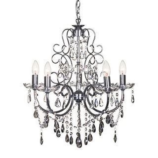 Litecraft Madonna 5 Light Dual Mount Smoke and Clear Crystal Chandelier