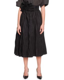 Womens Full A Line Skirt with Fanned Belt, Black   Bottega Veneta   Nero (44/8)