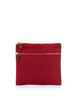 Au Revoir Nylon Flat Cosmetic Pouch, Red   Toss   Red