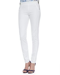 Womens Nine Zipper Skinny Pants   Waverly Grey   White (10)