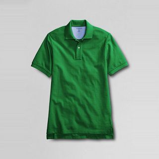 Lands End Green mens tailored fit short sleeve banded pique polo
