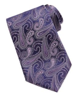 Mens Woven Paisley Silk Tie, Purple   Brioni   Purple