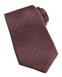 Mens Polka Dot Pattern Tie, Brown/Blue   Kiton   Brown/Blue
