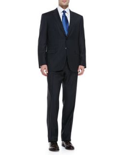 Mens Striped Suit, Charcoal/Blue   Brioni   Grey (44R)