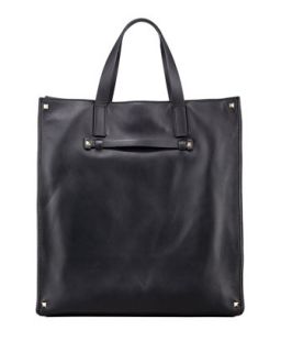 Mens Stud Corner Leather Tote Bag, Black   Valentino   Black