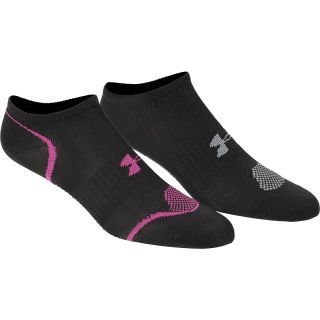 Under Armour Womens Grippy II No Show Socks   Size Medium, Black/pink