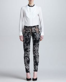 Womens Baroque Printed Velvet Skinny Jeans   Roberto Cavalli   Blk/Grey (38)