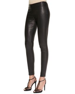 Womens Abbey Stretch Leather Skinny Pants, Black   Ralph Lauren Black Label  