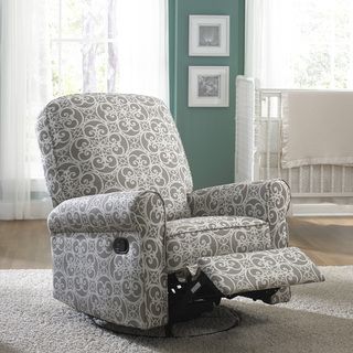 Jackson Grey And Cream Fabric Nursery Swivel Glider Recliner Chair