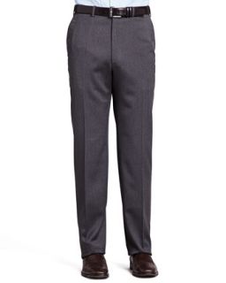 Mens Flat Front Twill Pants, Gray   Brioni   Gray (32R)