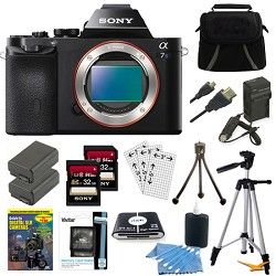 Sony ILCE 7S/B a7S Full Frame Camera w/ 2 32GB SDHC Cards & 2 Batteries Bundle