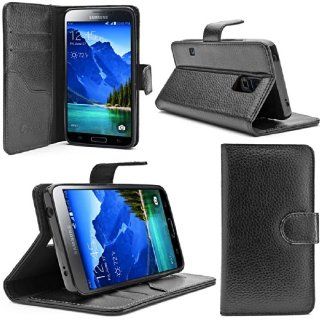 i Blason Samsung Galaxy S5 Active Case   Slim Leather Wallet Book Cover with Stand Feature and Credit Card ID Holders (SM G870A Water Resistant Version) (Black) Cell Phones & Accessories