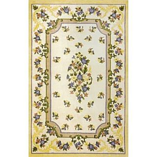 American Home Rug Co. Floral Garden Floral Aubusson Ivory/Yellow Rug; 56 x 86