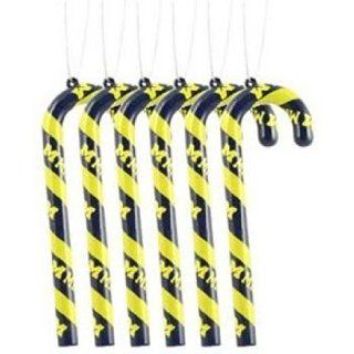 Michigan Wolverines NCAA Candy Cane Ornament Set of 6 (Quantity of 1)   Sports Fan Hanging Ornaments