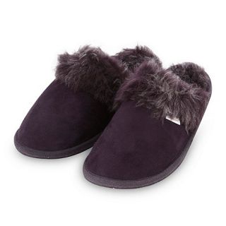 RJR.John Rocha Designer dark purple faux fur lined mule slippers