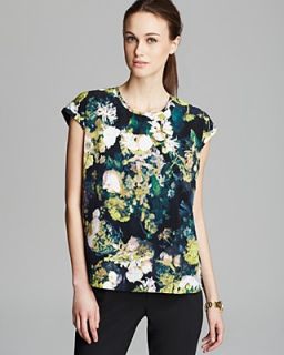 Adrianna Papell Short Sleeve Print Front Knit Back Tee's