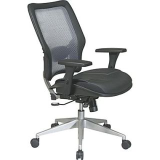 Office Star Space Leather Managers Chair with Light Air Grid Back, Black