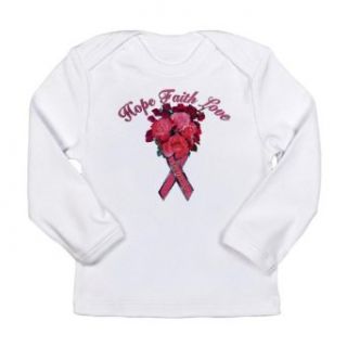 Artsmith, Inc. Long Sleeve Infant T Shirt Cancer Pink Ribbon Survivor Hope Faith Love   Cloud White, 0 to 3 Months Clothing