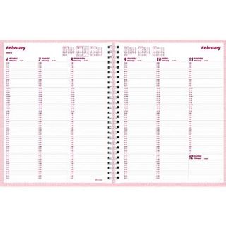 2014 Brownline Weekly Planner, Twin Wire, Soft Pink Cover with Pink Ribbbon, 11 x 8 1/2