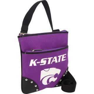 Ashley M Kansas State University Willie the Wildcat Canvas Cross Body Bag with Studded Patent Leather Trim