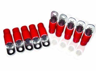 XS Power RT0S RD 10PK 8.5mm Screw Hole Nickel Finish 0 AWG Crimp Terminal with Red Boot, (Pack of 10) Automotive