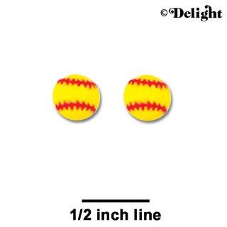 Mini Enamel Softball   Post Earrings (1 Pair)   Softball Art