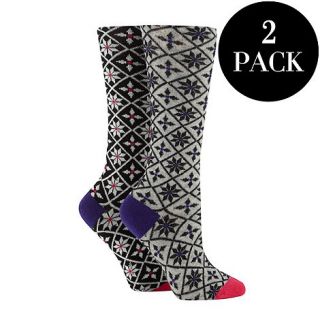 Iris & Edie Designer pack of two diamond fairisle knee length socks