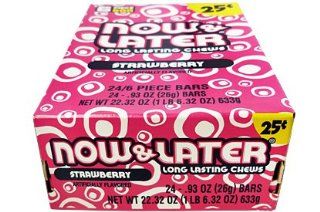 Now & Later Strawberry 24/6 Piece Bars 25cent  Taffy Candy  Grocery & Gourmet Food