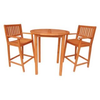 International Concepts Round Bar Height Patio Table with 2 Barstools   Patio Dining Sets