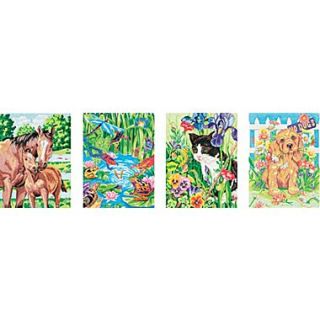 Dimensions Pencil Works Color By Number Kit, 9 x 12, 4/Pkg Animal Friends