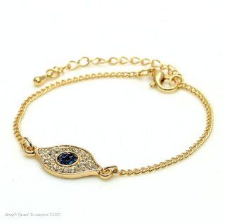 Crystal Lucky Eye Bracelet (Gold Tone), Trendy Style Eye Known to Ward Off Evil, Jewelry Bracelet Gold Tone, Perfect for Every Occasion, Gift and Holidays, Arrives in Gift Box, Jewelry