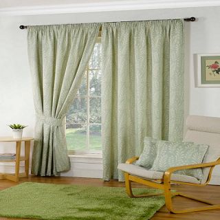 Sundour Marlborough Green Lined Pencil Pleat Curtains