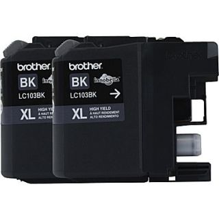 Brother LC103 Black Ink Cartridge (LC1032PKS), High Yield 2/Pack