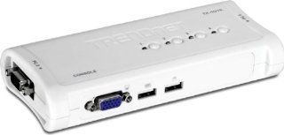 TRENDnet 4 Port USB 2.0 KVM Switch and Cable Kit TK 407K (White) Electronics