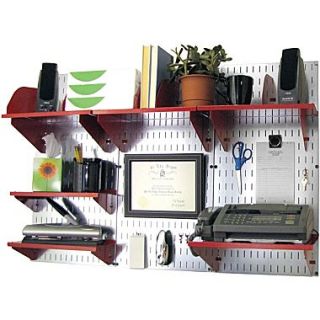 Wall Control Desk and Office Craft Center Organizer Kit, Galvanized Tool Board and Red Accessories