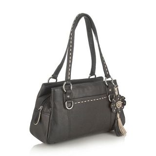 The Collection Black flower stitch three section bag